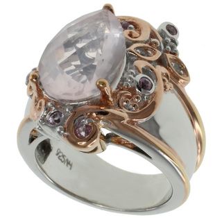Michael Valitutti Rose Quartz and Pink Sapphire Ring