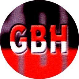 G.B.H.   Logo (Half Red Half White on Black Purple and Red
