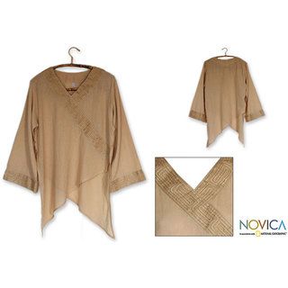 Womens China Paths in Light Brown Blouse (Thailand)