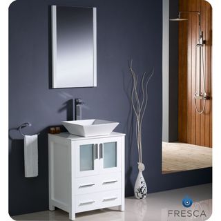 Fresca Torino 24 inch White Modern Bathroom Vanity with Vessel Sink