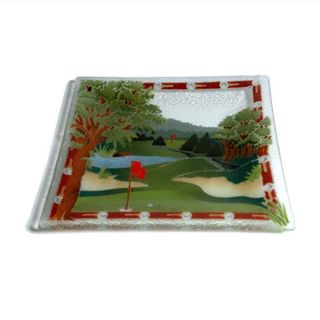 Peggy Karr Glass Golf Course 10 inch Square Plate