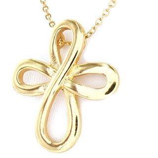 Polished Goldtone Infinity Cross Necklace