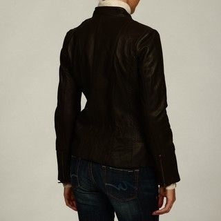 Jones New York Womens Scuba Zip front Leather Jacket FINAL SALE