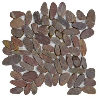 SomerTile 11.75x11.75 in Riverbed Flat Red Natural Stone Mosaic Tile
