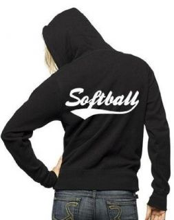 Softball Rhinestone Full Zip Hooded Sweatshirt Clothing