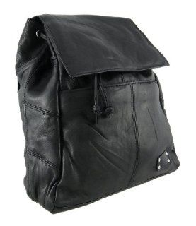 Black Lambskin Leather Drawstring Backpack Purse Shoes