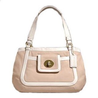 Coach Leather Cricket Satchel Bag Tote 13601 Putty White