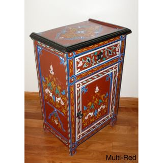 Handpainted Multicolor Dynasty Wooden End Table (Morocco)
