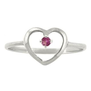 10k Gold June Birthstone Rhodolite Petite Designer Heart Ring
