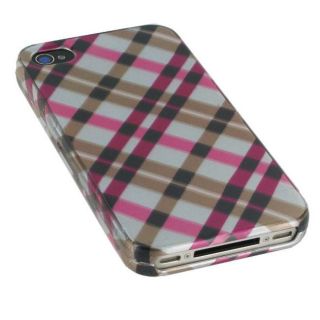 rooCASE Apple iPhone 4 Pink Plaid Case