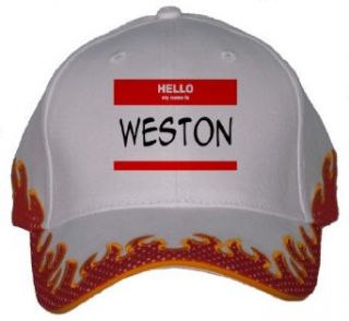 HELLO my name is WESTON Orange Flame Hat / Baseball Cap