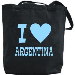 Canvas Tote Bag Black  I Love Argentina  Country