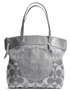 Coach Laura Signature Zip Large Tote Bag 18335 Grey Silver Shoes