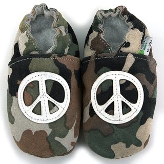 Peace Sign Soft Sole Leather Baby Shoes