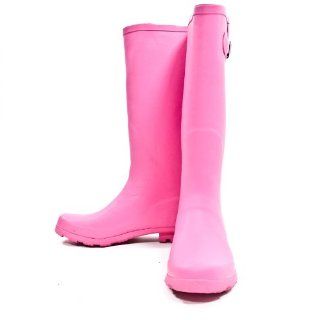 With Gusset, Metal Buckle And Strap Rain Boot Patent Pink 7 Shoes