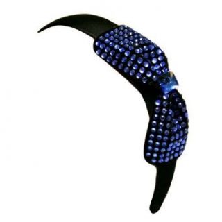 Blue Rhinestone Black Bow Headband Clothing