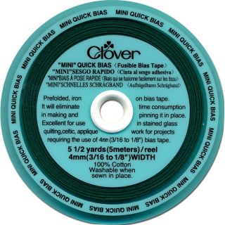 Clover Mini Quick Bias Dark Green 4mm Fusible Bias Tape (5.5 Yards