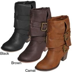 Journee Womens Gossip 2 Buckle Accent Mid calf Boots Today $41.49