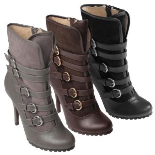Journee Collection Womens Ursula 07 Buckle Heeled Boots Today $40