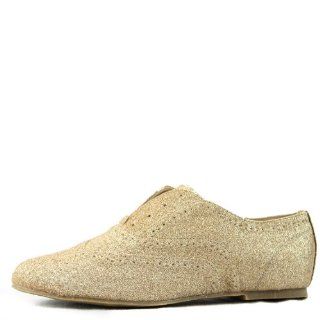 Nature Breeze Womens Cambridge 02 Sparkle Glitter Oxford Flats Shoes