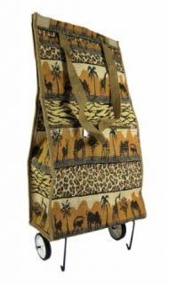 Safari Print Tapestry Wheeled Shopping Bag Tote Clothing