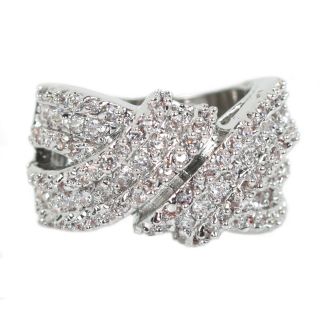 Silvertone Wraparound Ring with 134 Prong set Round cut Cubic Zirconia