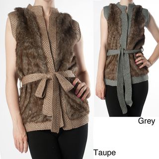 Tabeez Womens Faux Fur/ Knit Vest