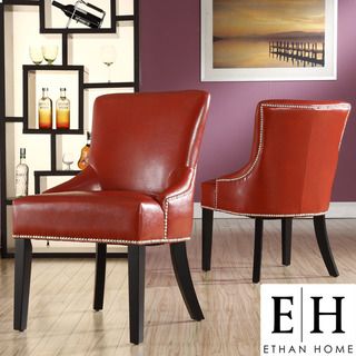 ETHAN HOME Westmont Hot Red Faux Leather Chairs (Set of 2)