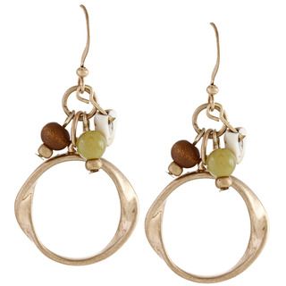 Alexa Starr Goldtone Jade, White Turquoise and Wood Twisted Earrings