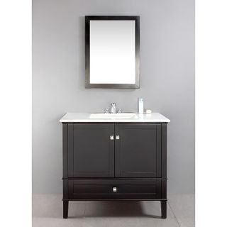 Windham Black 36 inch Bath Vanity with 2 Doors, Bottom Drawer and