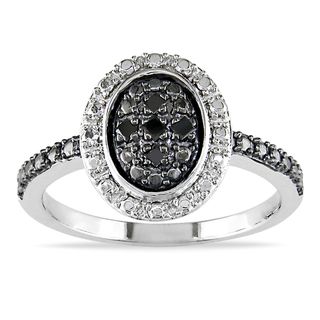 Miadora Sterling Silver Black Diamond Accent Ring