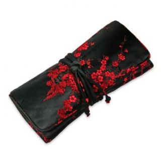 Jewelry Roll (Large)   Silk Brocade (Black&Red Cherry