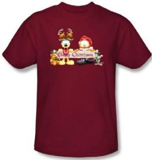 Garfield and Odie   Merry Christmas Banner Mens T Shirt