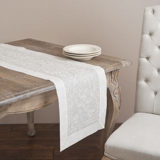 Saro 72 inch Rectangular Cord Embroidery Table Runner
