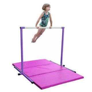 4ft Purple Horizontal Bar and 6ft Pink Folding Gym Mat