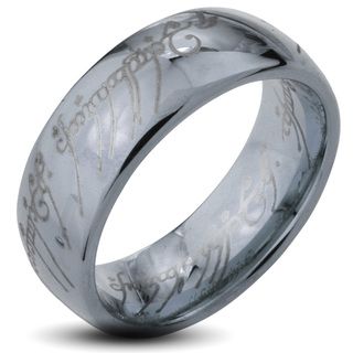 Tungsten Carbide The One Laser etched Elvish Script Ring