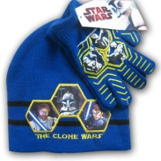 Boys Star Wars Blue Knit Beanie Hat and Gloves Set (4 14