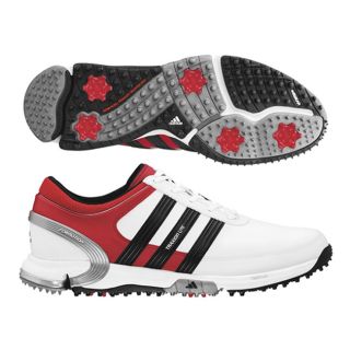Adidas Mens Traxion Lite FM White/ Red/ Black Golf Shoes