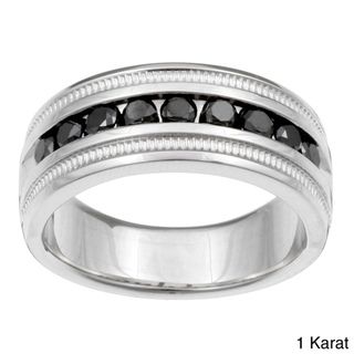 Sterling Silver Mens 1/2 or 1ct TDW Black Diamond Band