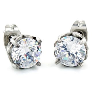 West Coast Jewelry Stainless Steel Cubic Zirconia Dazzling Earrings