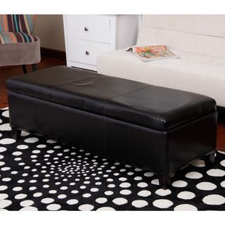 Warehouse of Tiffany Sharon Faux Leather Storage Bench in Black