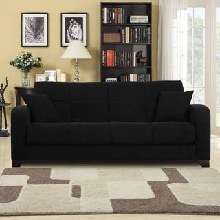 Craig Black Microfiber Convert a Couch Futon Sofa Sleeper