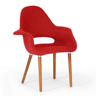 Baxton Studio Forza Red Fabric Mid Century Modern Arm Chairs (Set of