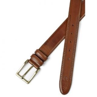 Paul Fredrick Mens Italian Leather Wingtip Belt Brown 46