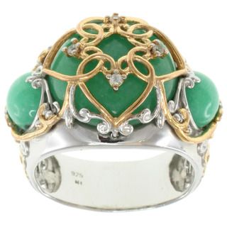 Michael Valitutti Two tone Green Jade and White Sapphire Ring