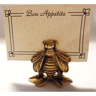 Norma Jean Designs Antique Gold Bumble Bee Place Card Holders Set