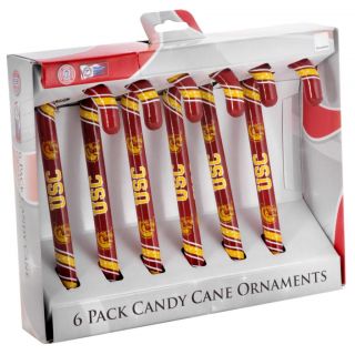 USC Trojans Plastic Candy Cane Ornament Set