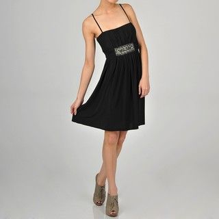 One By Eight Womens Black Beaded Party Dress