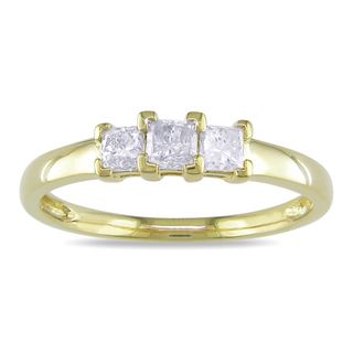 Miadora 10k Yellow Gold 1/2ct TDW Diamond 3 stone Ring (H I, I2 I3