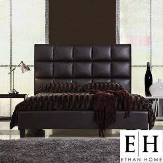 ETHAN HOME Sarajevo King Sized Dark Brown Faux Leather Bed